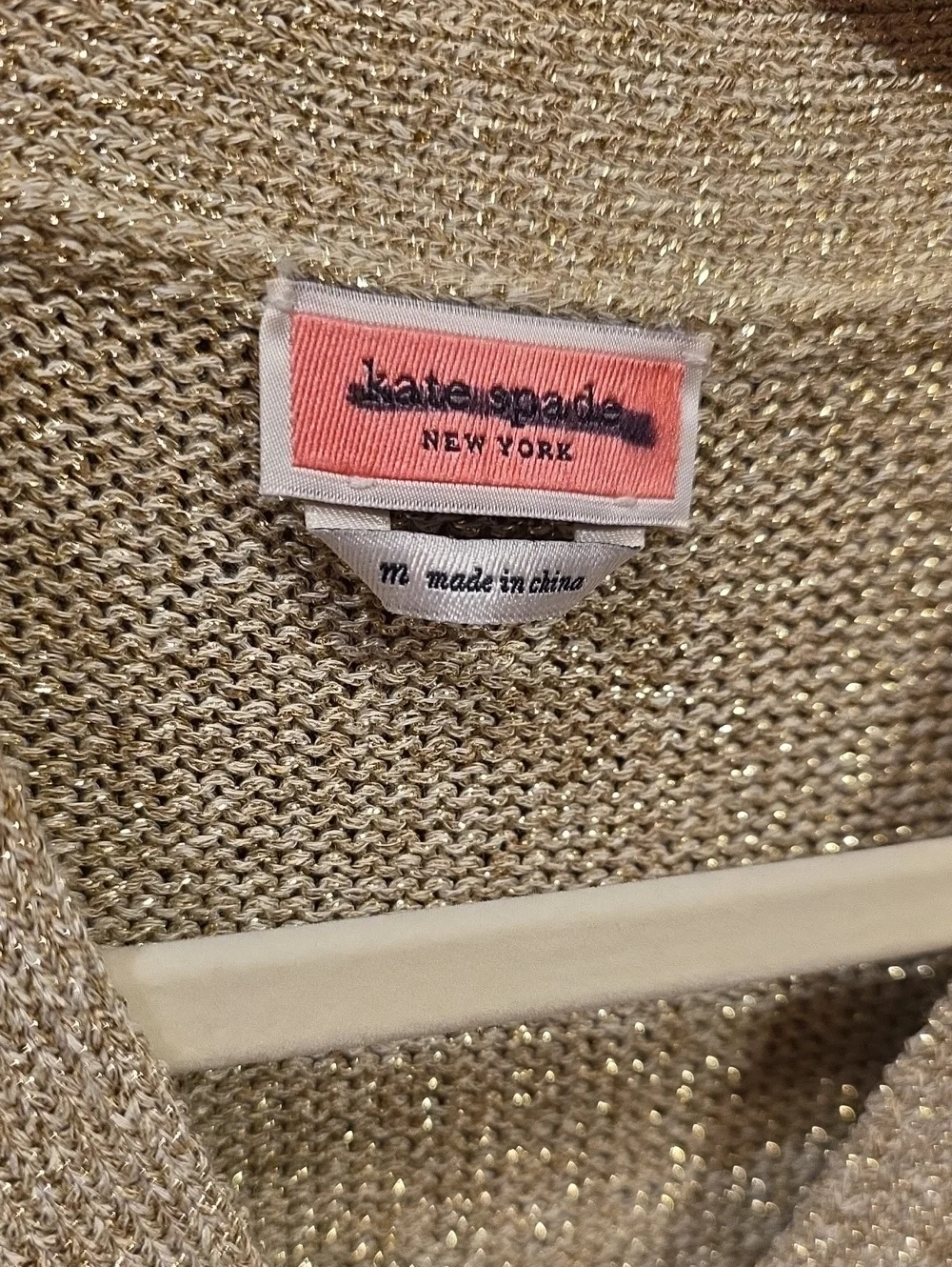 kate spade Metallic Gold V-Neck Button Front Cardigan